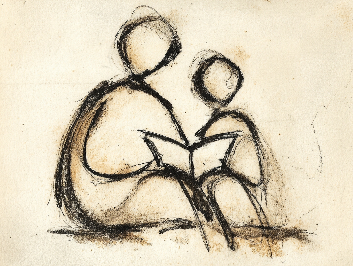 Erwachsener Kind Buch Skizze