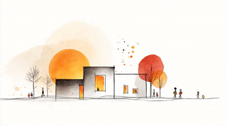 Schulhaus Abstrakt Skizze